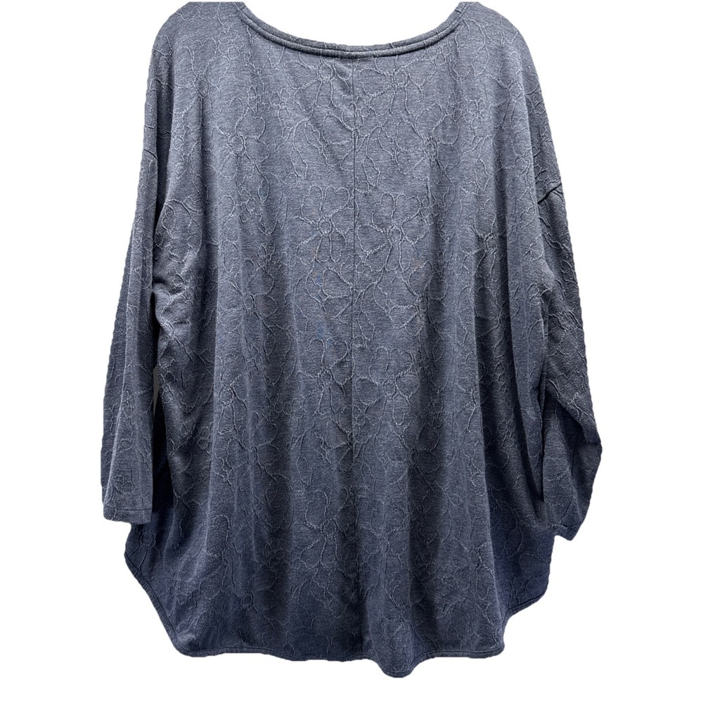 Chicos‎ Weekends Women's Top Size XL Blue Textured 3/4 Sleeves Relaxed Pullover - Picture 5 of 7
